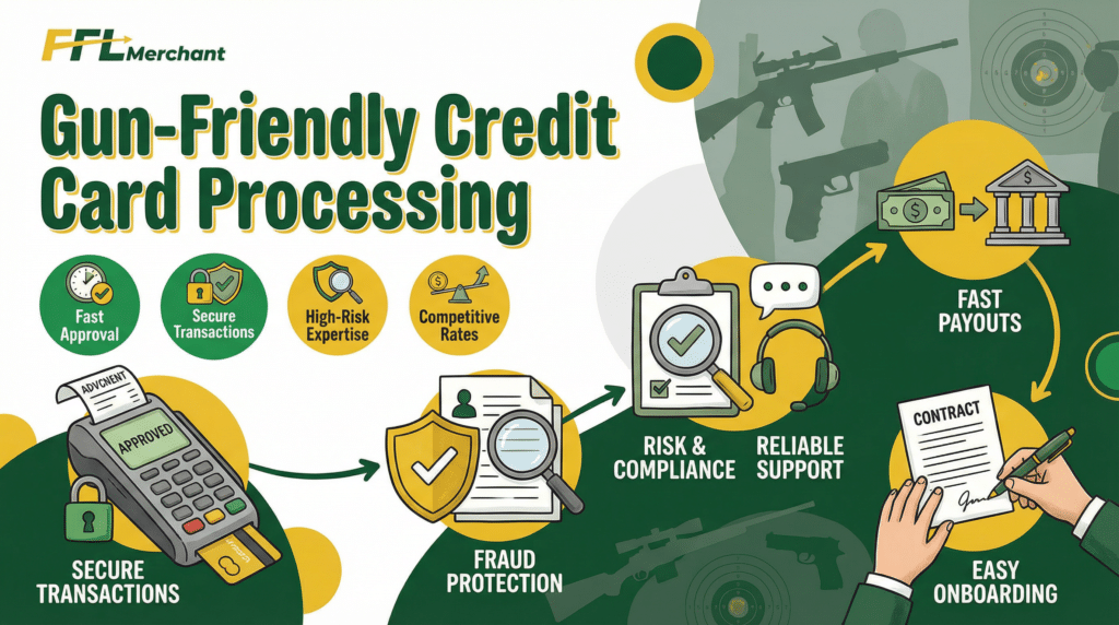 Gun-friendly credit card processing infographic